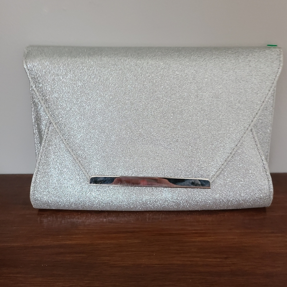 Apt 9 silver glitter clutch handbag
